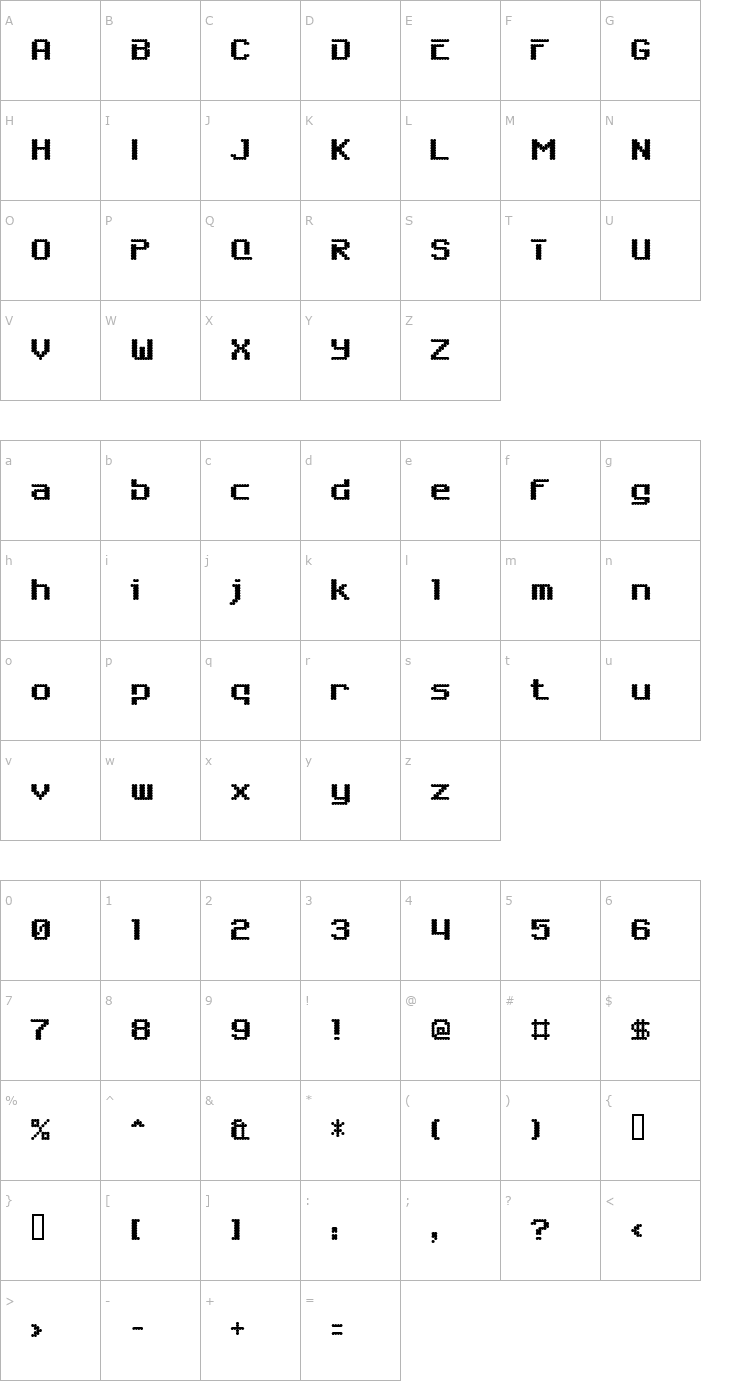 Character Map 6809chargen Font