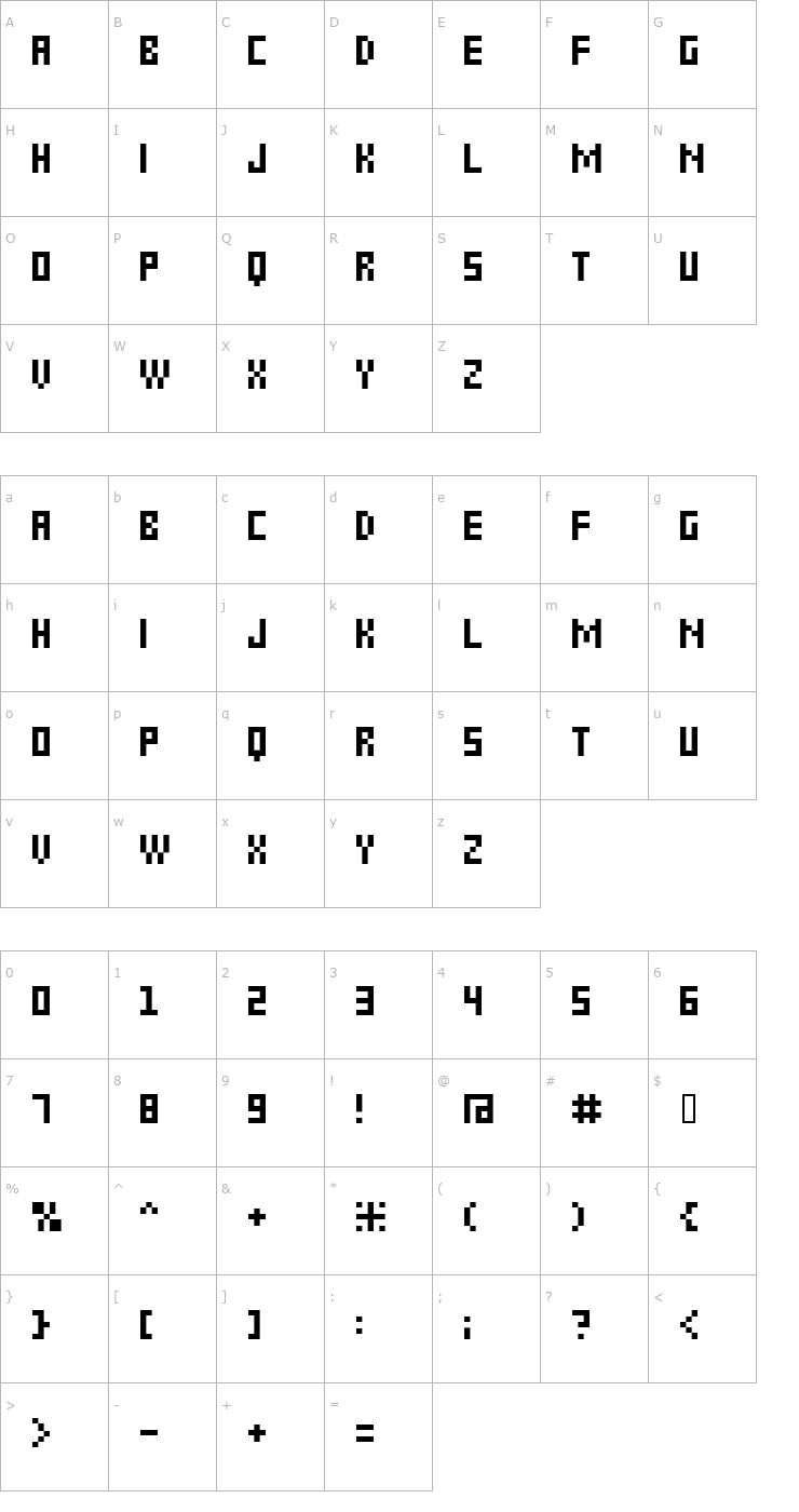 Character Map 6px2bus Font