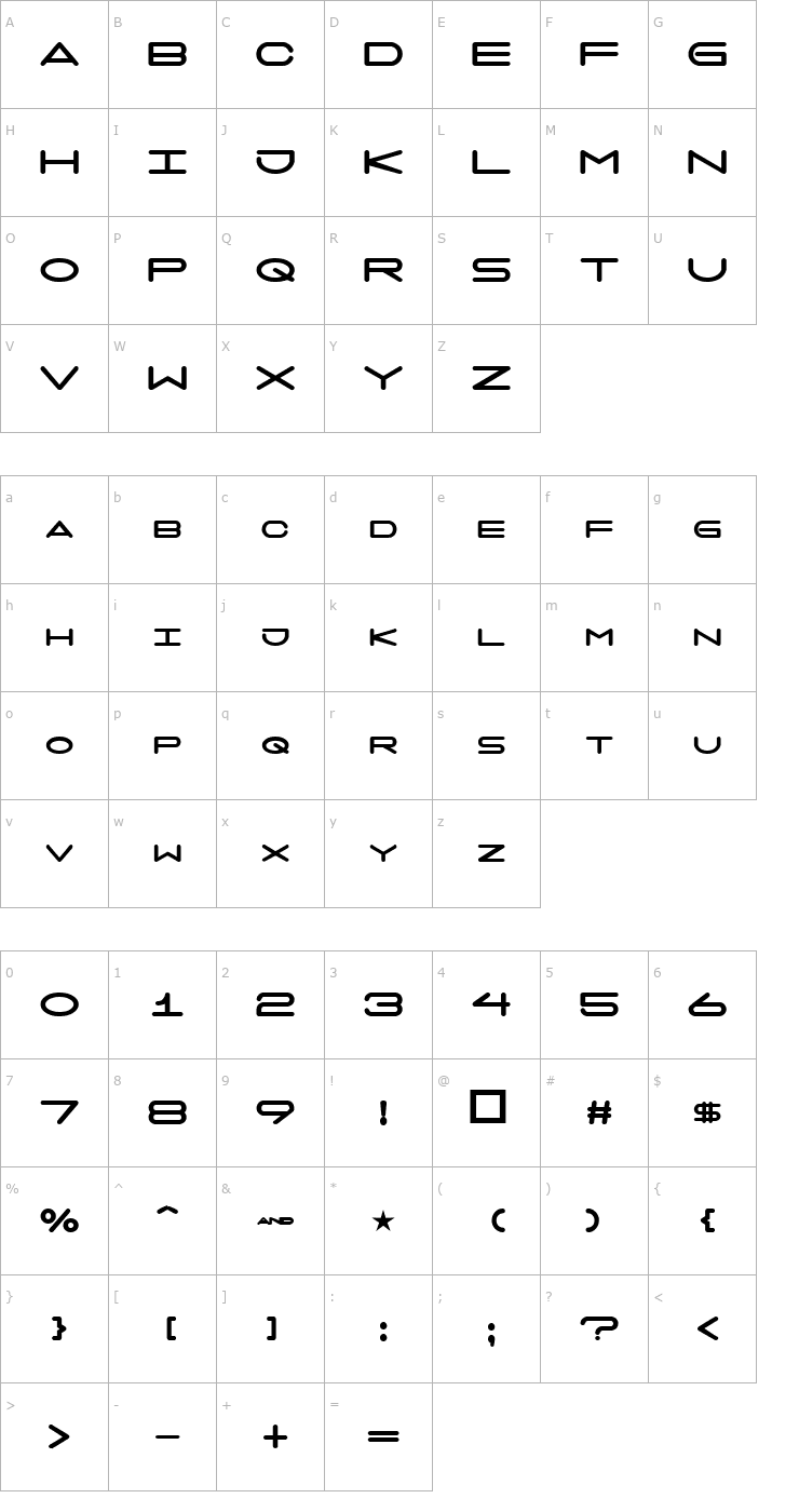 Character Map 7 days fat Font