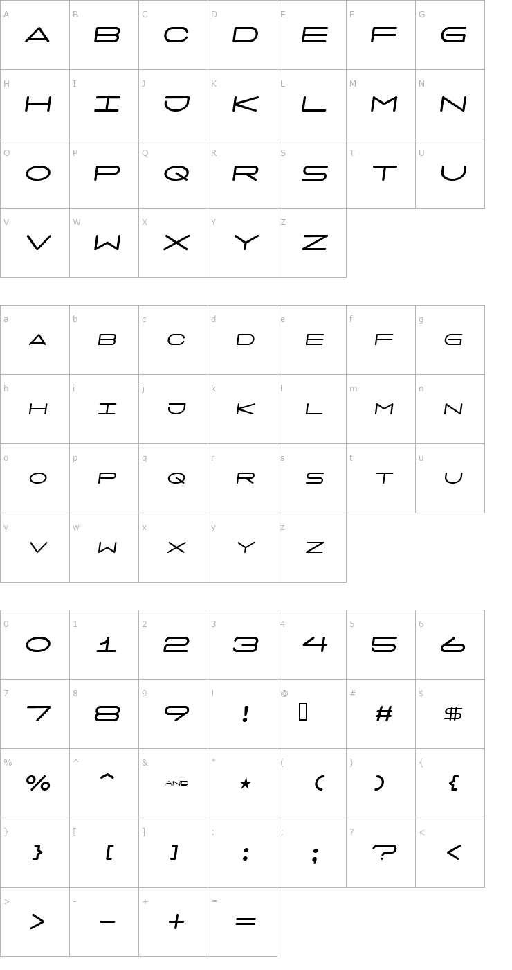Character Map 7 days oblique Font
