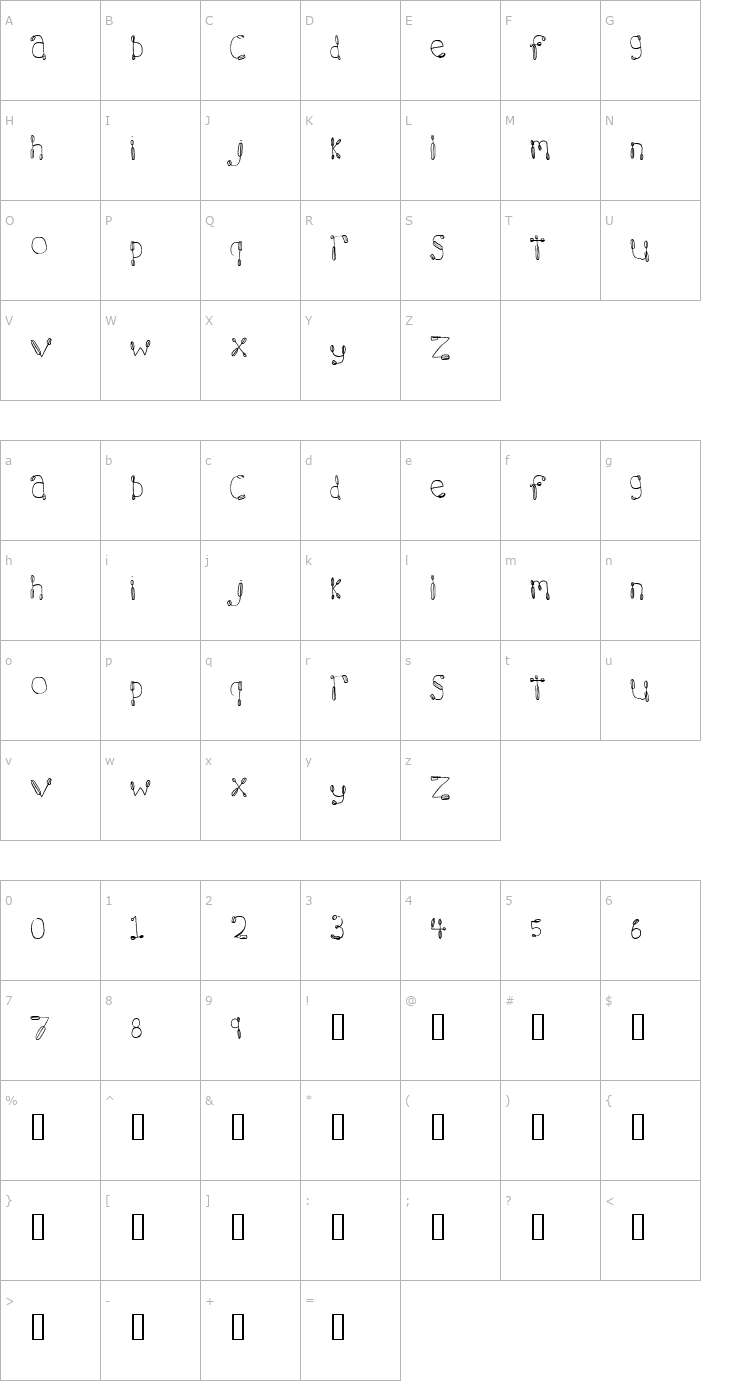 Character Map 7 hours Font