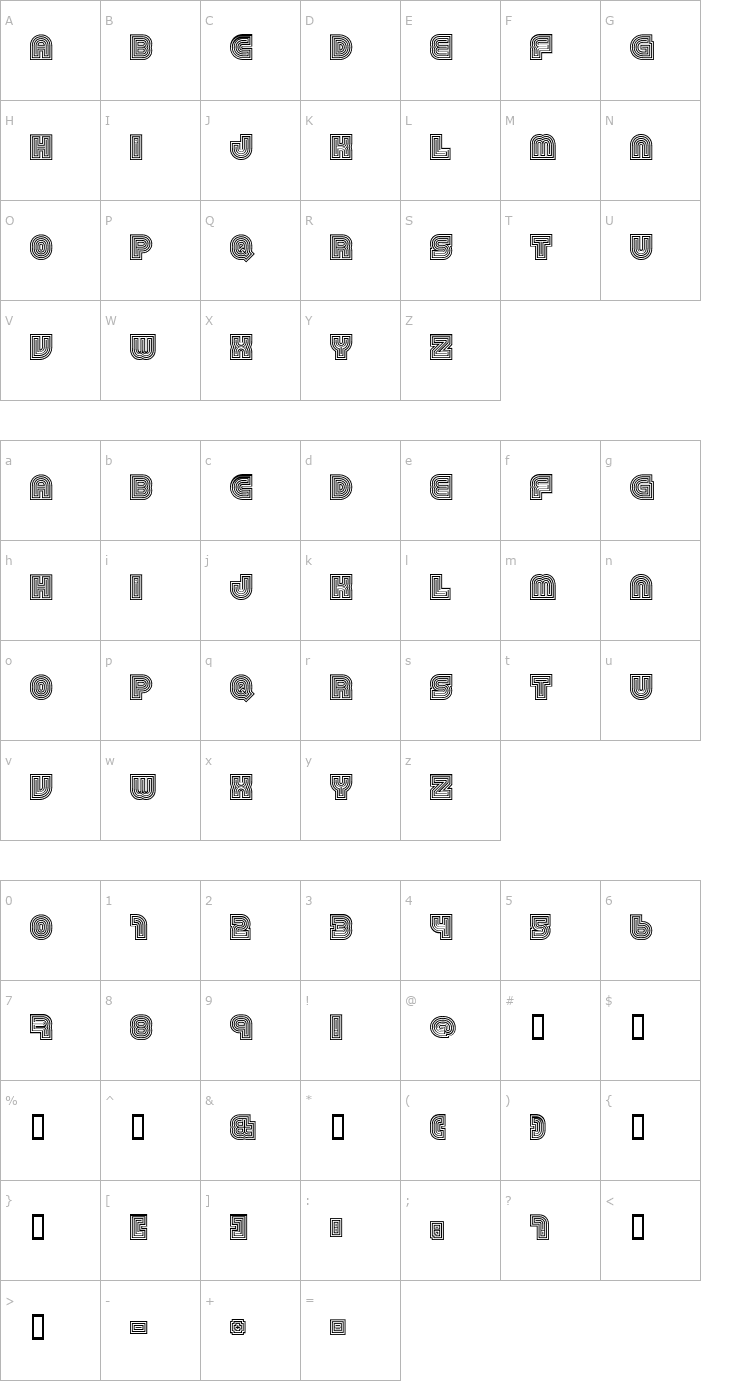Character Map 79 retro Font