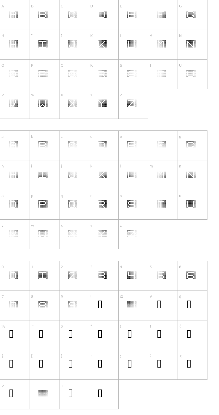 Character Map 7inch Regular Font
