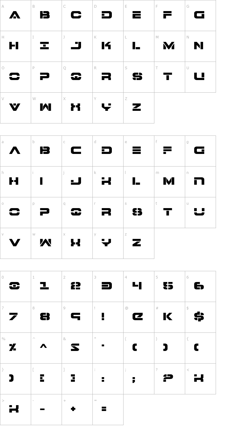 Character Map 7th Service ExtraBold Font