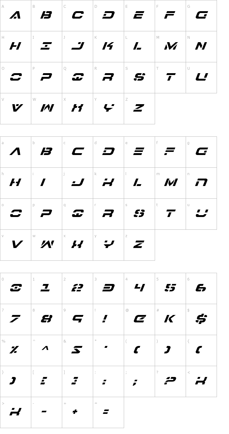 Character Map 7th Service Italic Font