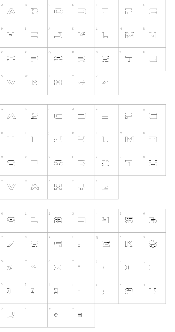 Character Map 7th Service Outline Font