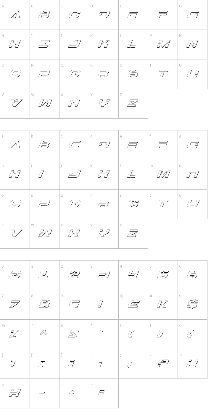 Character Map 7th Service Outline Italic Font