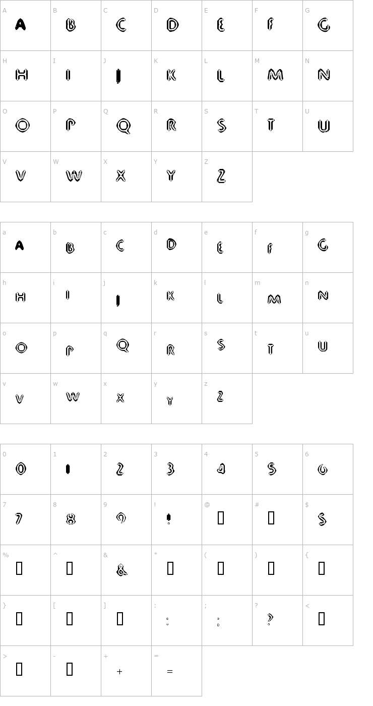 Character Map 80 Decibels Font
