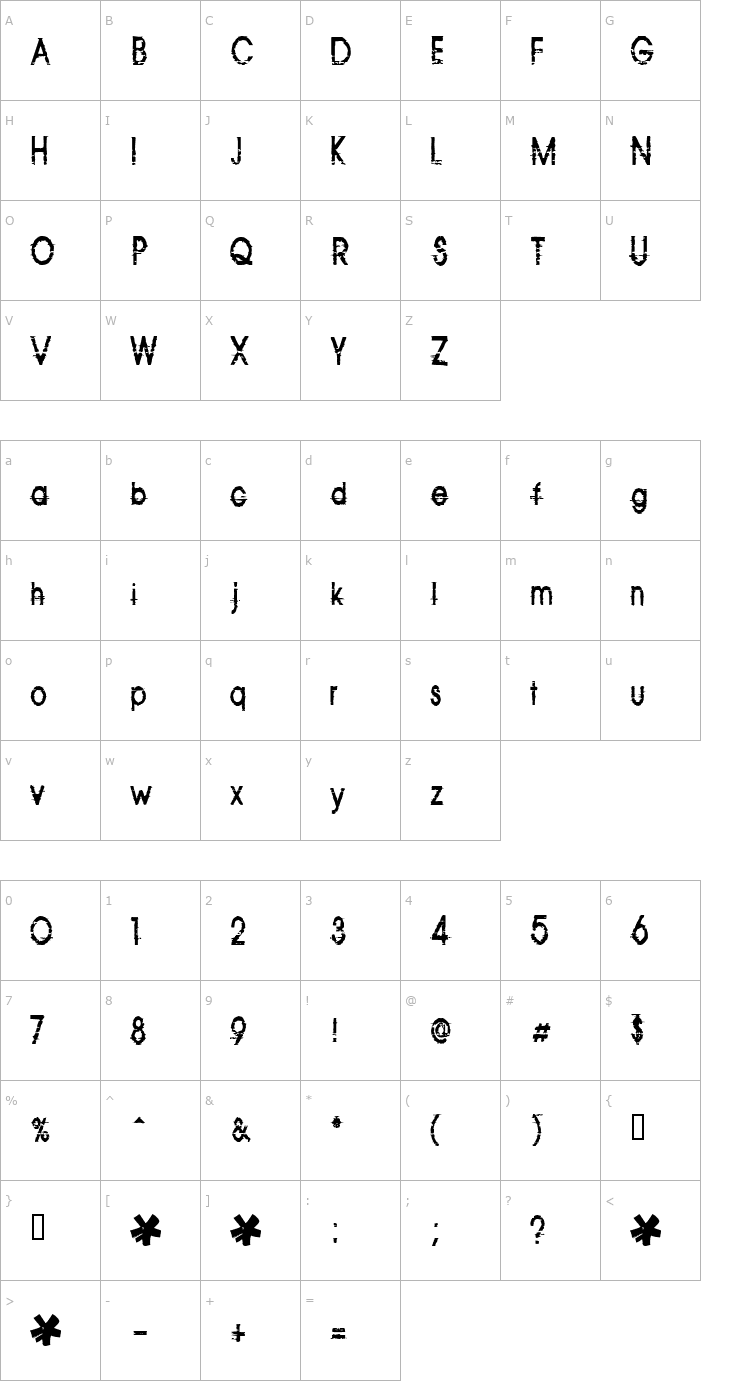 Character Map 814yzx Font