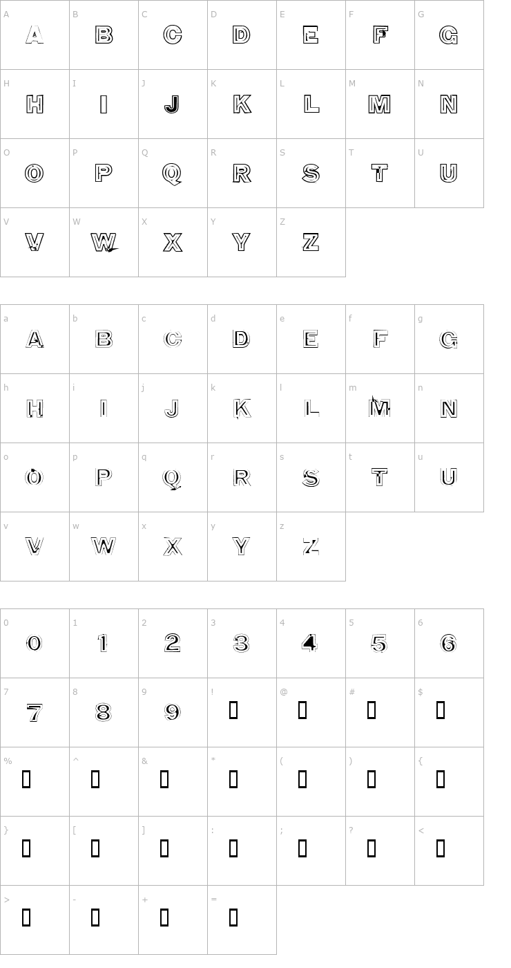 Character Map 850 double bumper alley Font