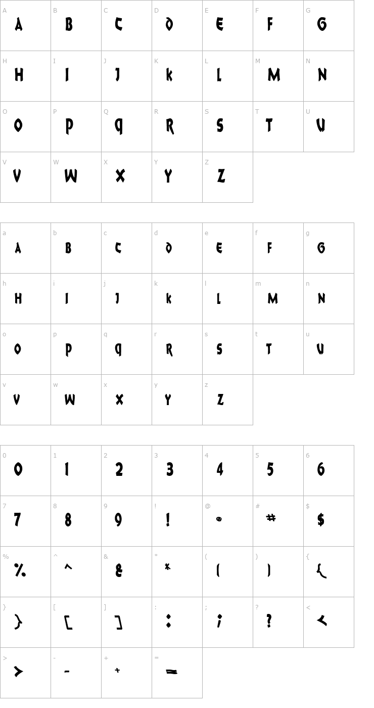 Character Map 8BallScriptSCapsSSK Bold Font