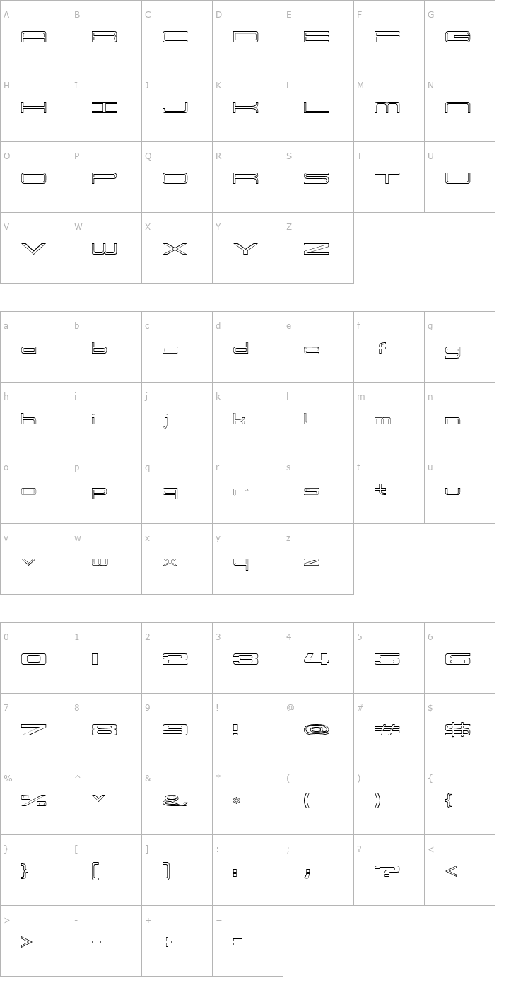 Character Map 914-OUTLINE Font