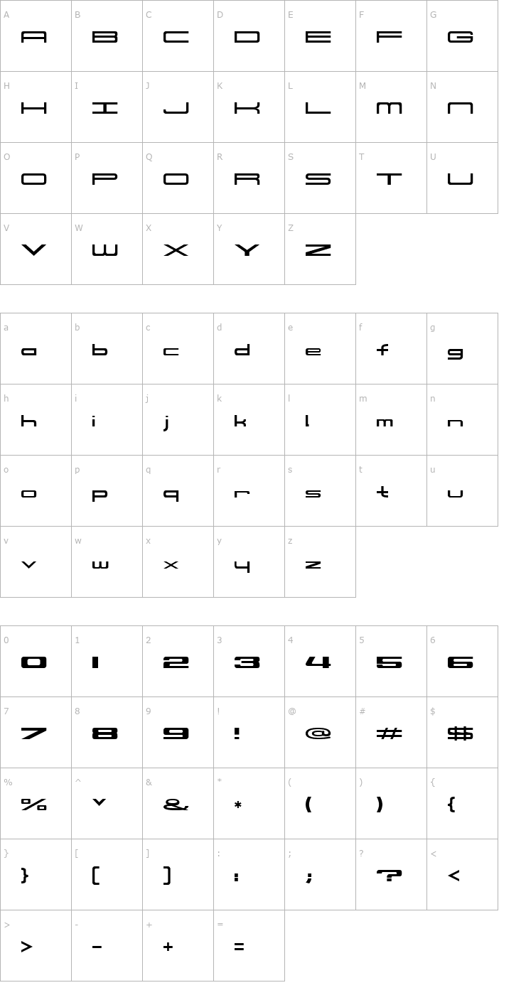 Character Map 914-SOLID Font