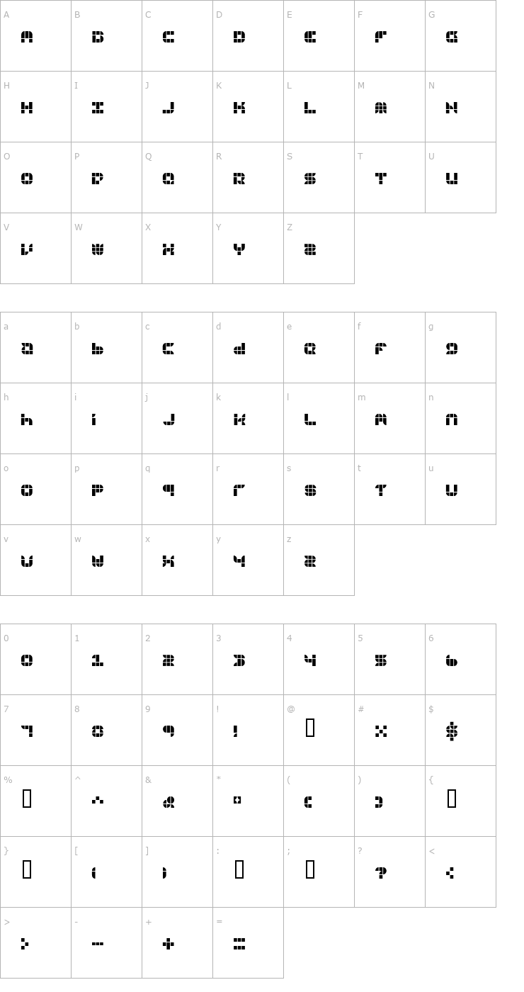 Character Map 9sqgrd Font