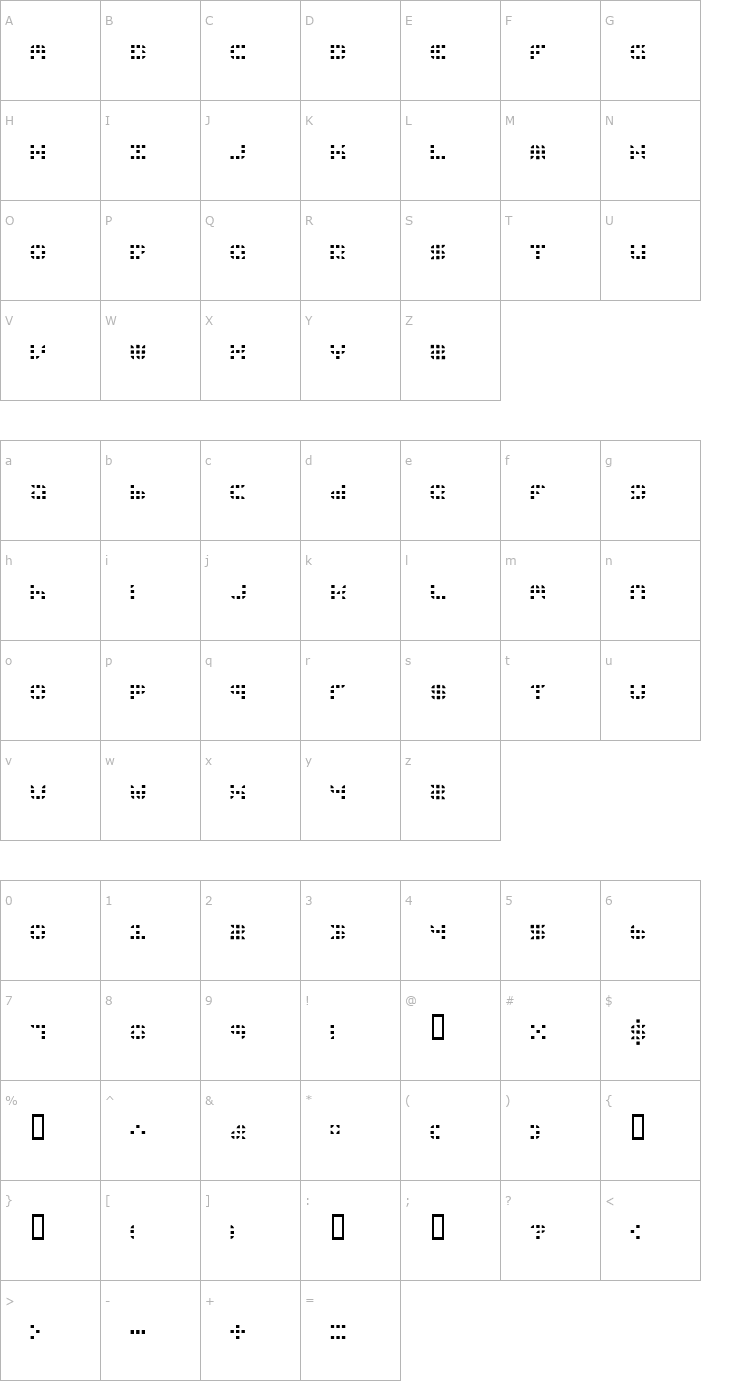 Character Map 9sqgrd Thin Font