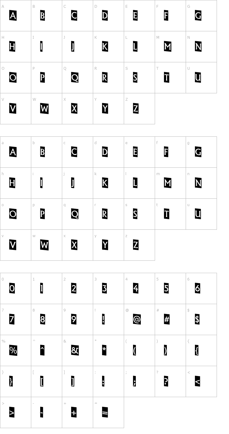 Character Map a_AlgidusCmDn Font