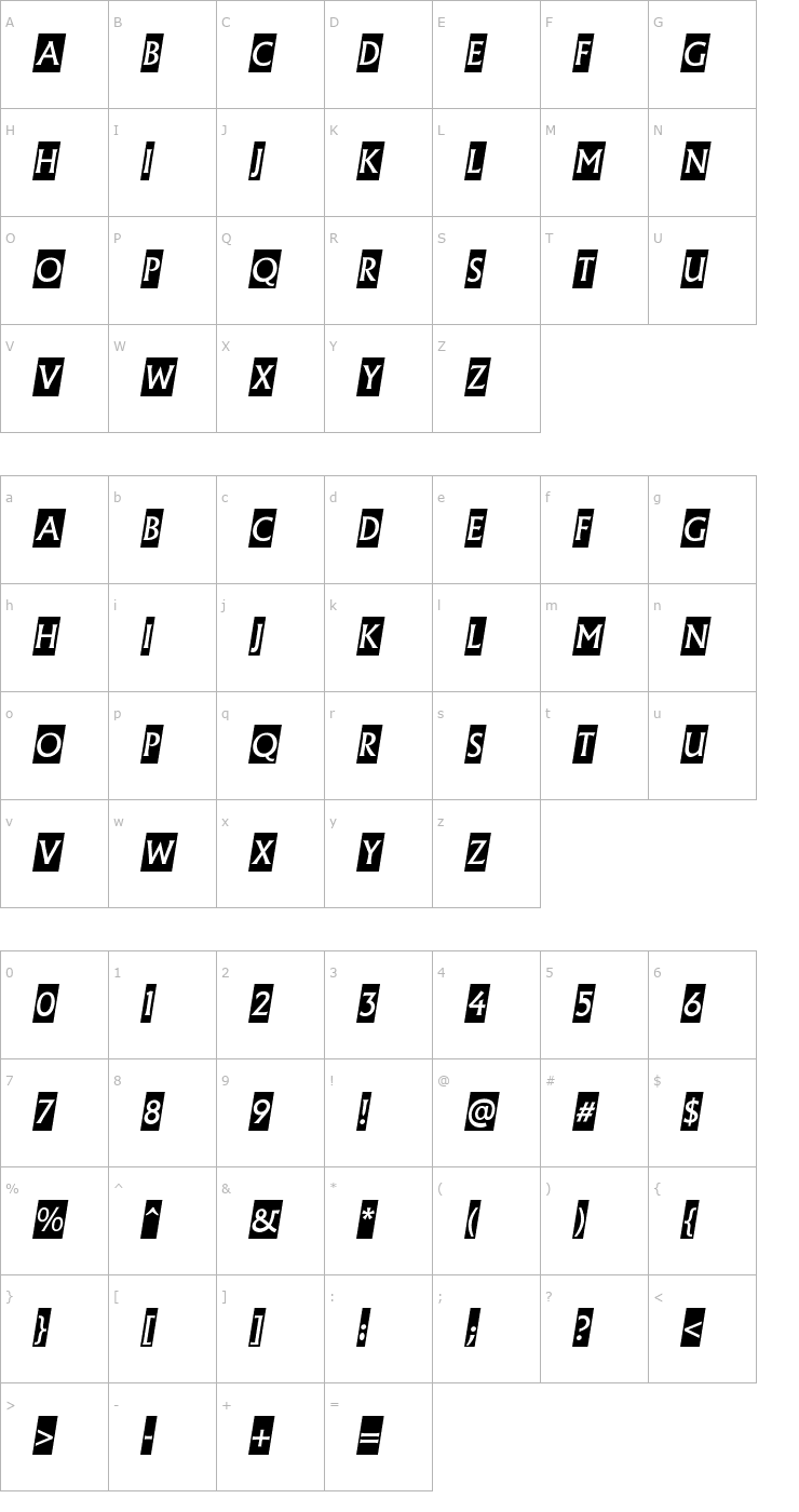 Character Map a_AlgidusCmObl Font