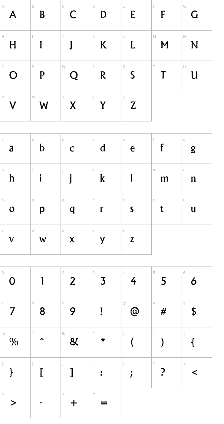 Character Map a_AlgidusRgh Font