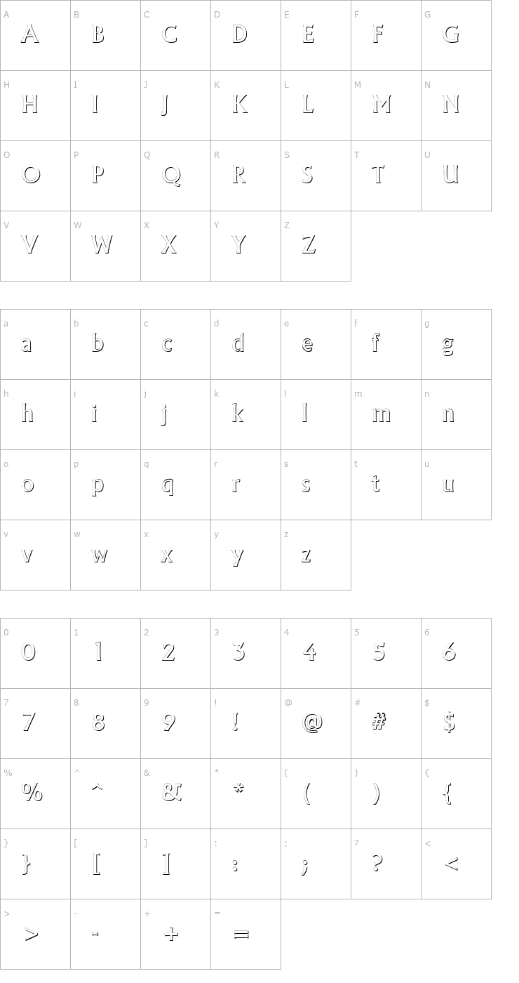 Character Map a_Allgidus3Dxtr Font