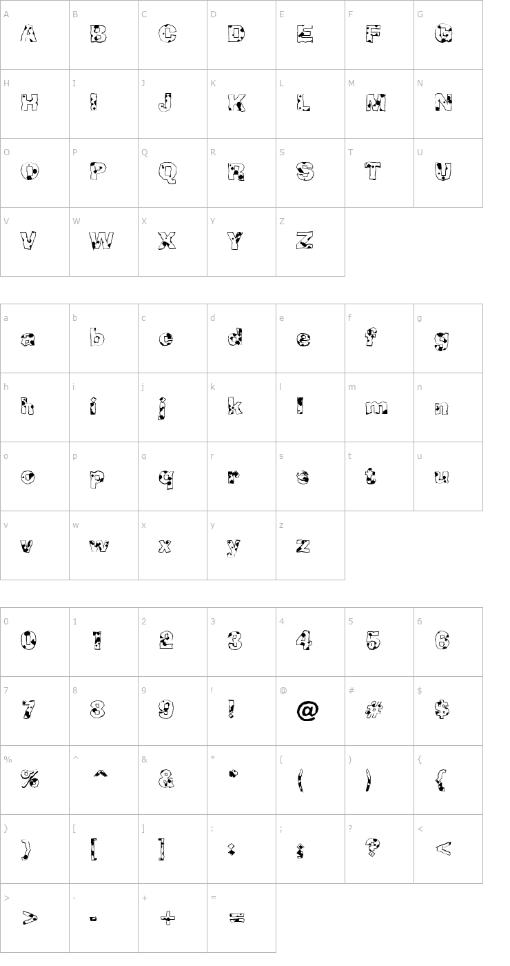 Character Map a_BrokerAbst Font