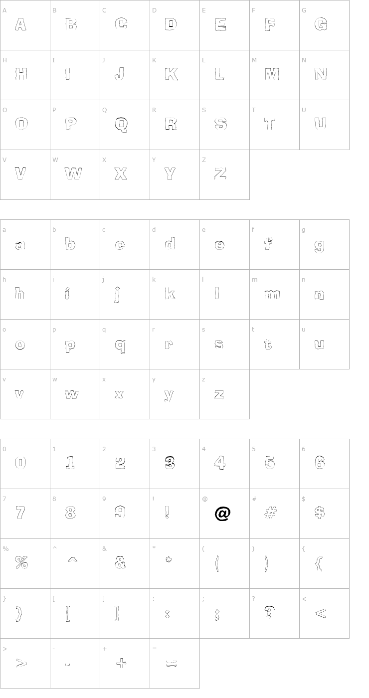 Character Map a_BrokerOtl Font