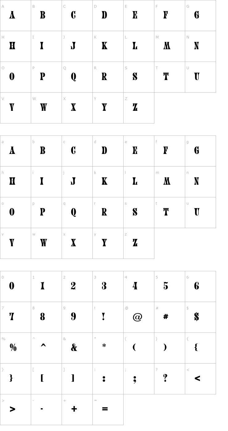 Character Map a_Calyx Font