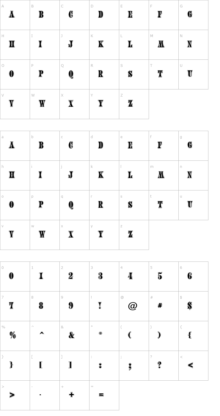 Character Map a_CalyxGraved Font