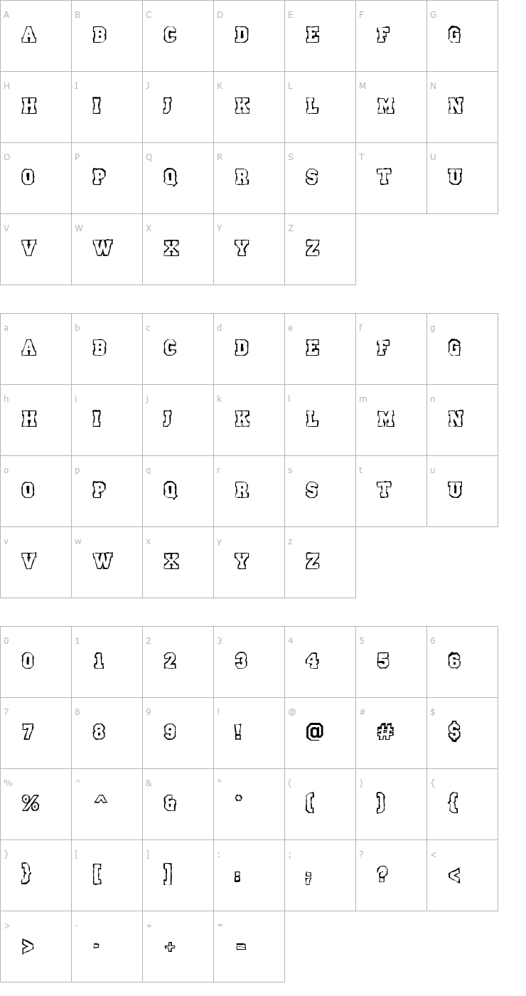 Character Map a_CampusClgBrk Bold Font