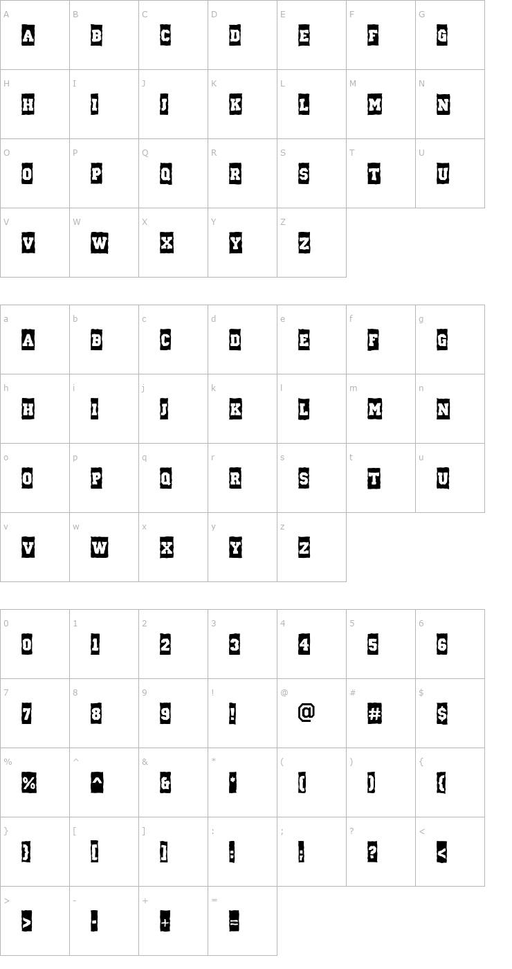 Character Map a_CampusCmBrk Font
