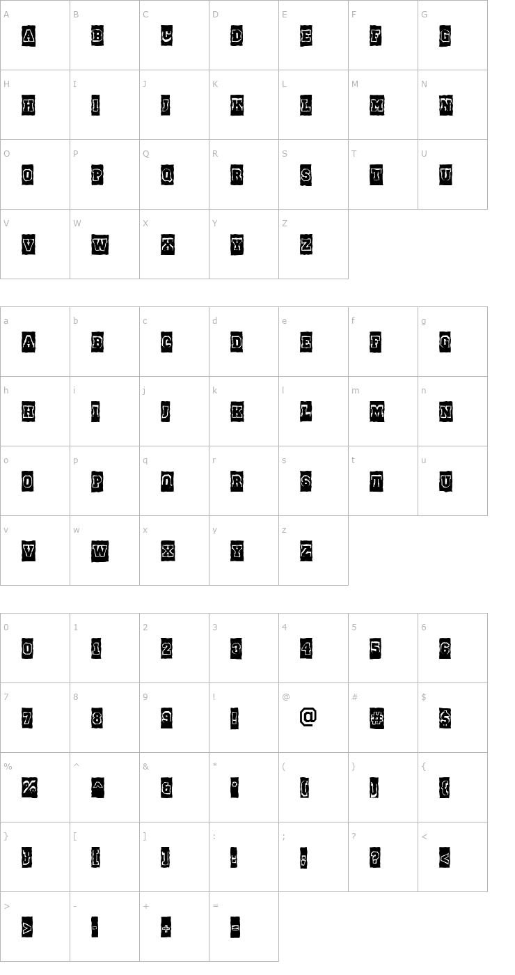 Character Map a_CampusCmGrBrk Bold Font