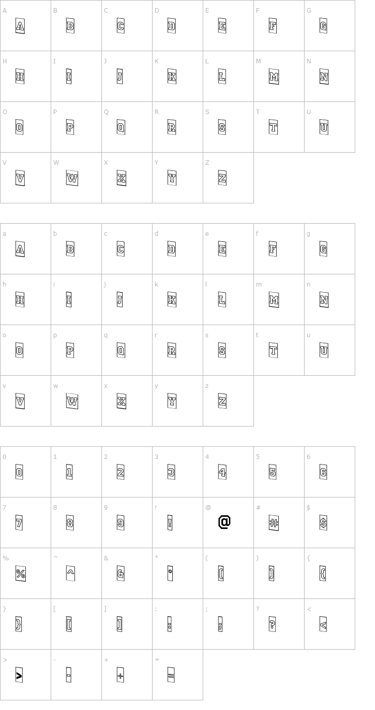 Character Map a_CampusCmOtlDn Bold Font