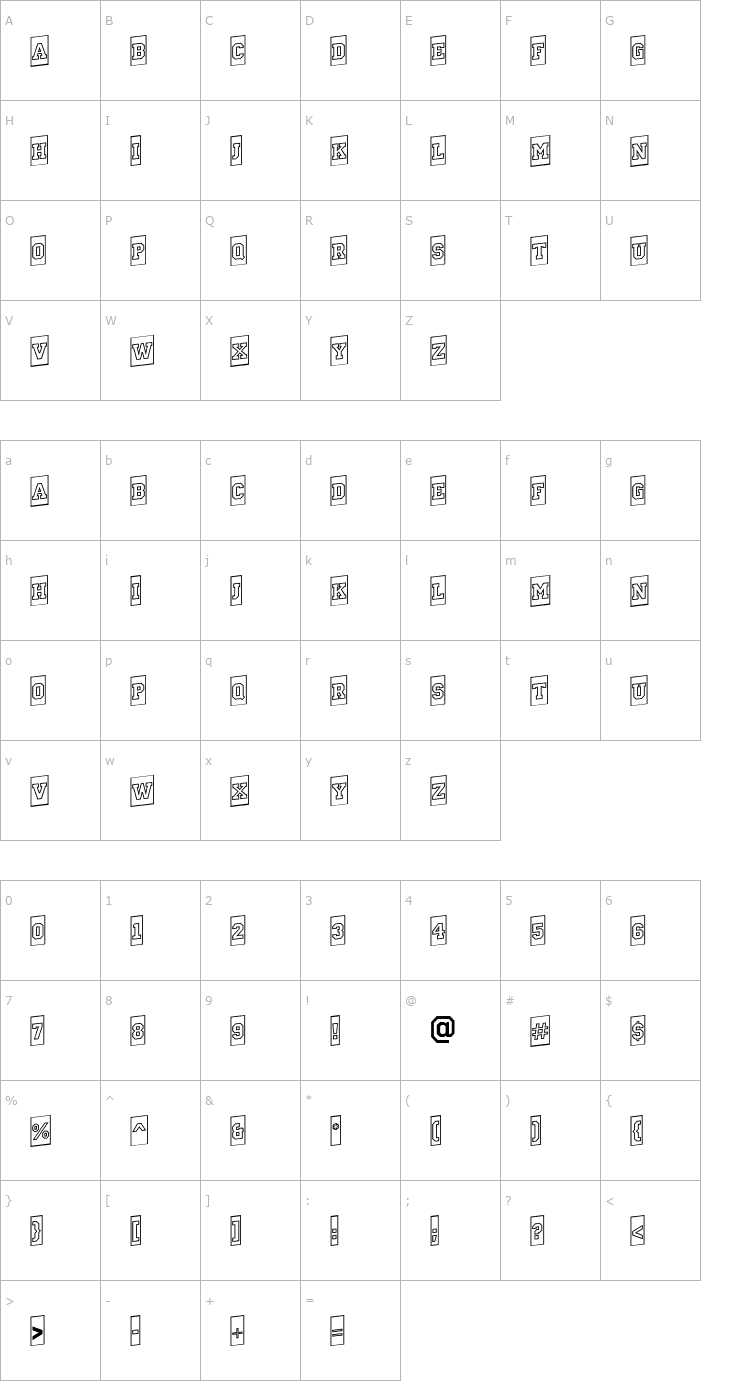 Character Map a_CampusCmOtlUp Bold Font