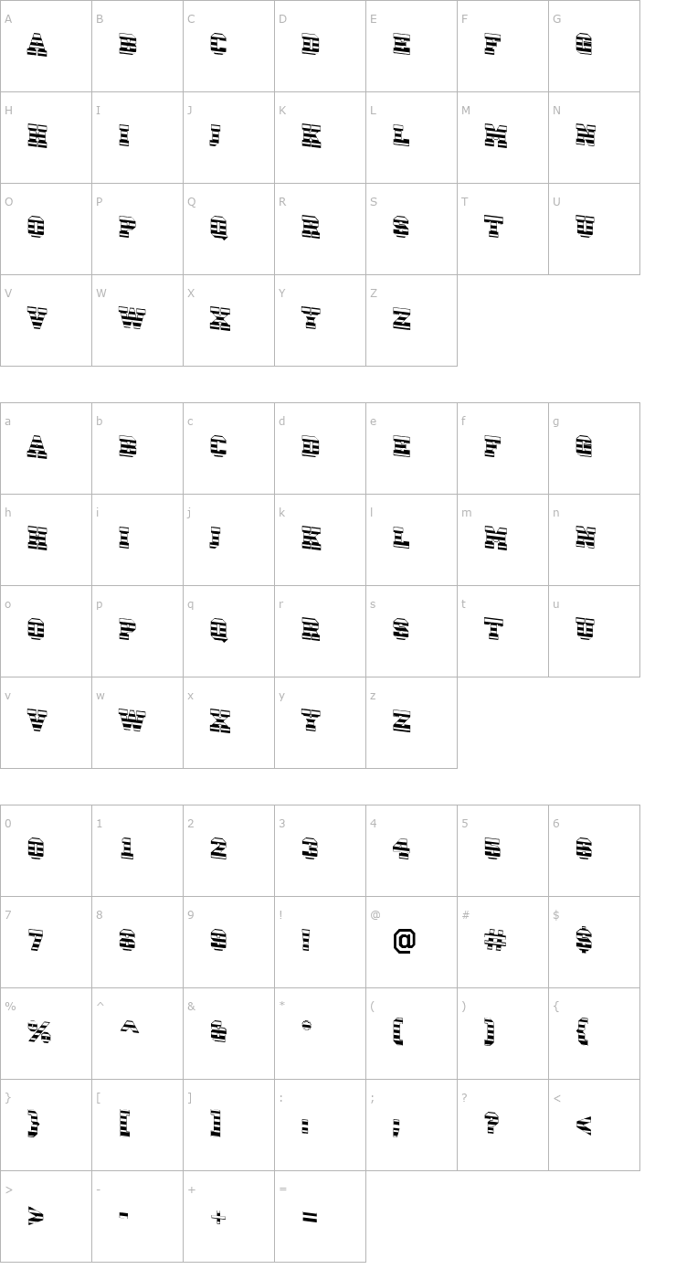 Character Map a_CampusMrDn Bold Font