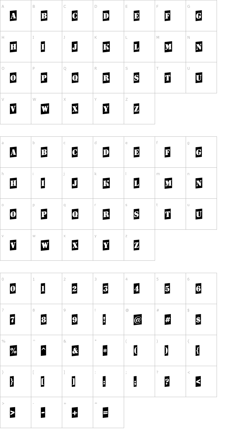 Character Map a_DodgerCmUp Font