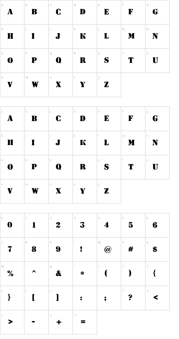 Character Map a_DodgerRgh Bold Font