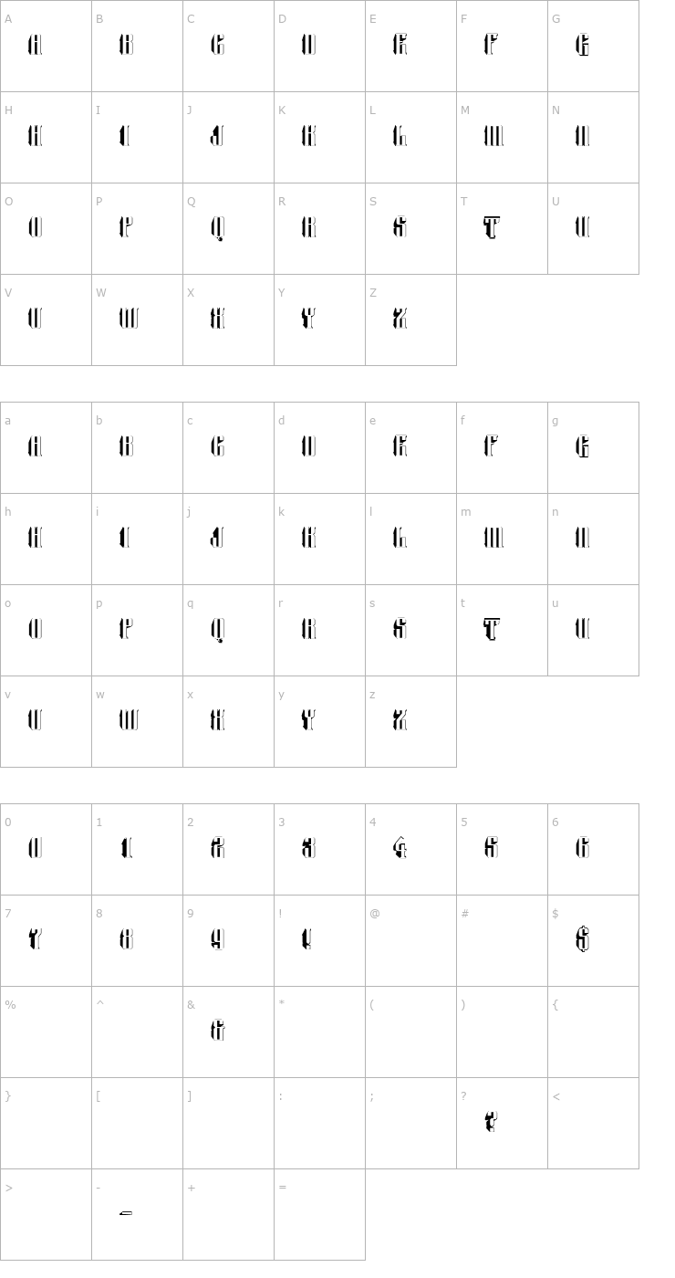Character Map a_Harder3Dreal Font