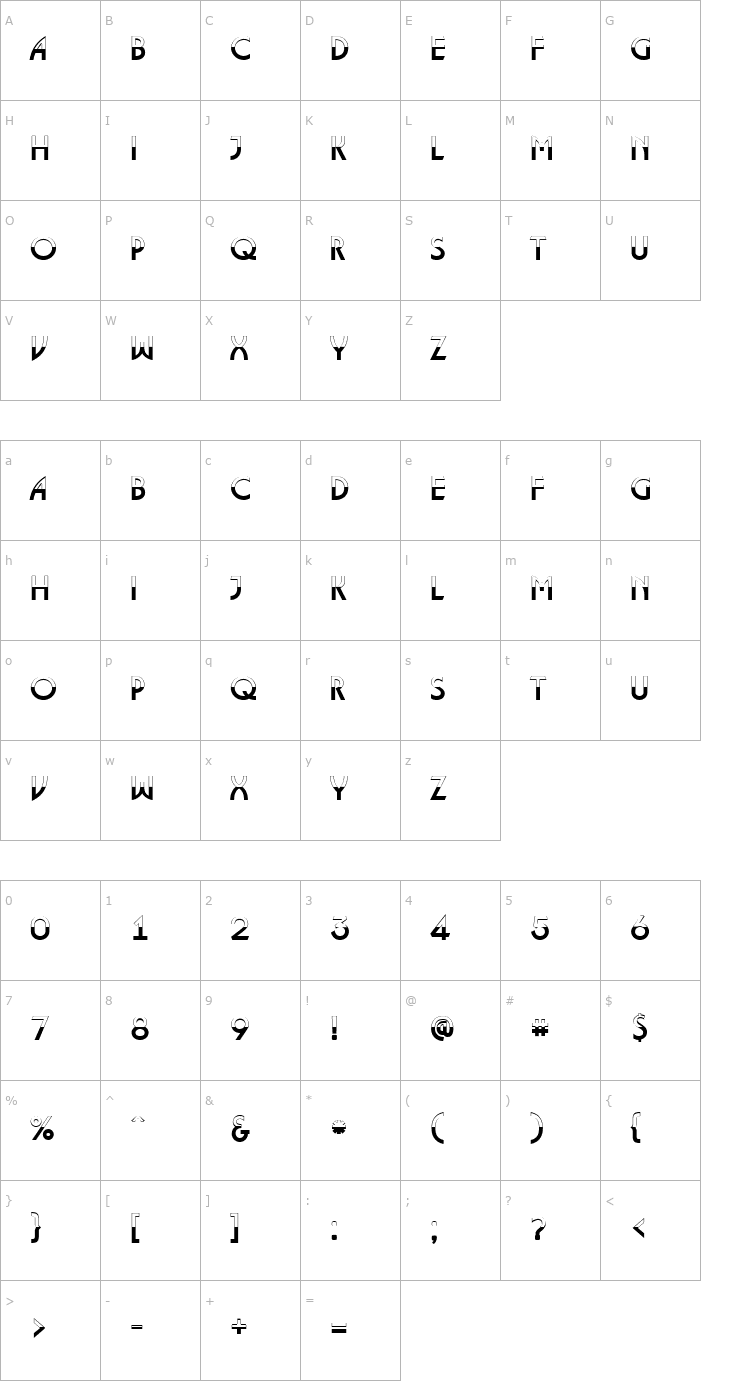 Character Map a_LancetB&W Font