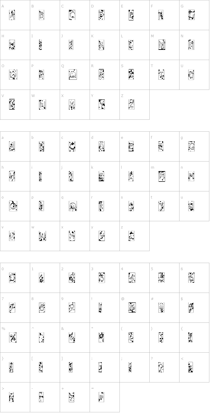 Character Map a_LancetCmIkbl Font