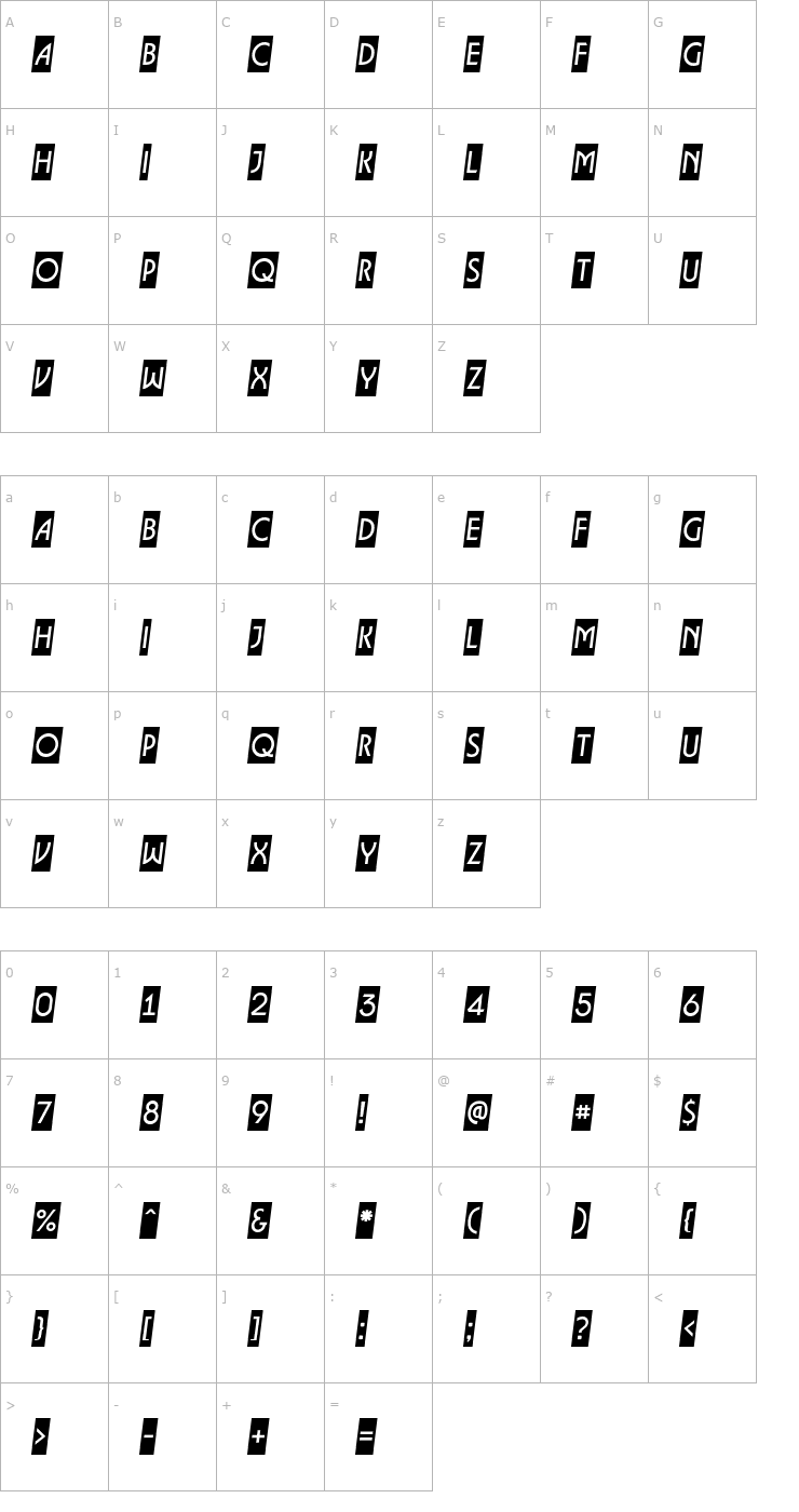 Character Map a_LancetCmSlt Font
