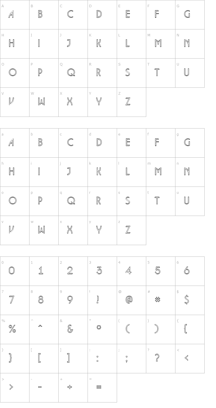 Character Map a_LancetOtl Font