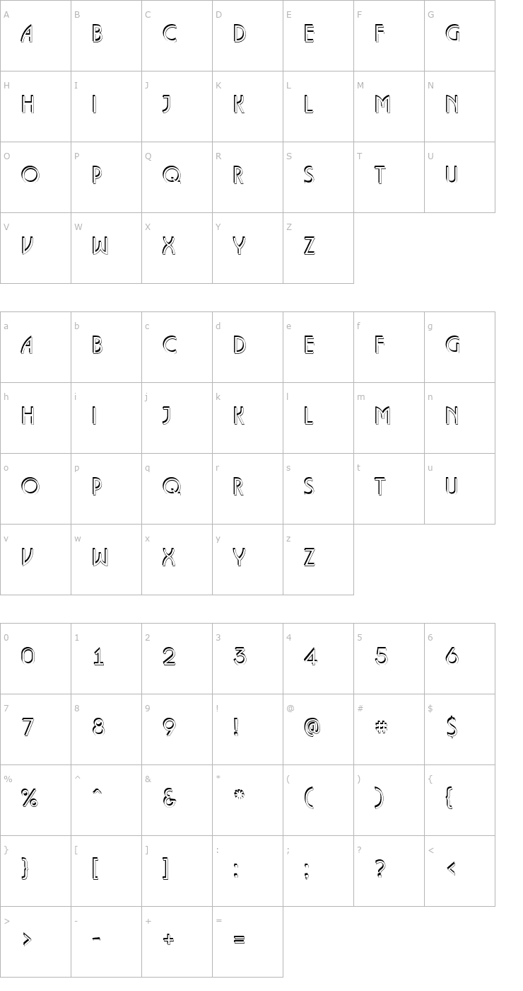 Character Map a_LancetShd Font
