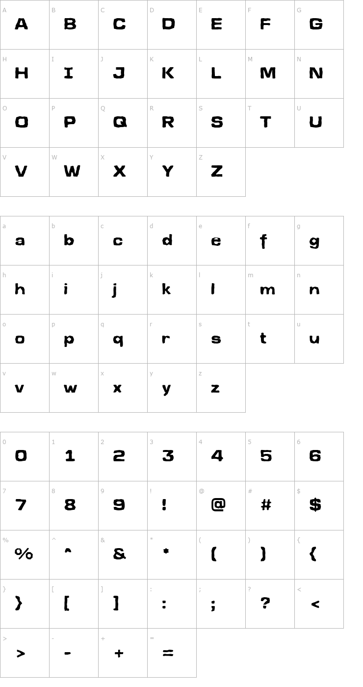 Character Map a_LineaSansBrk Bold Font