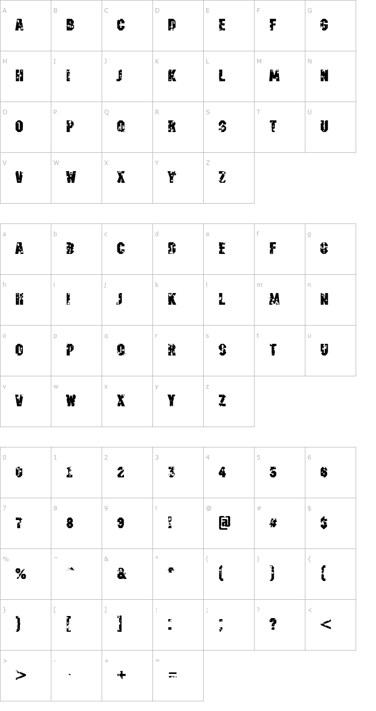 Character Map a_MachinaNovaStarD Bold Font