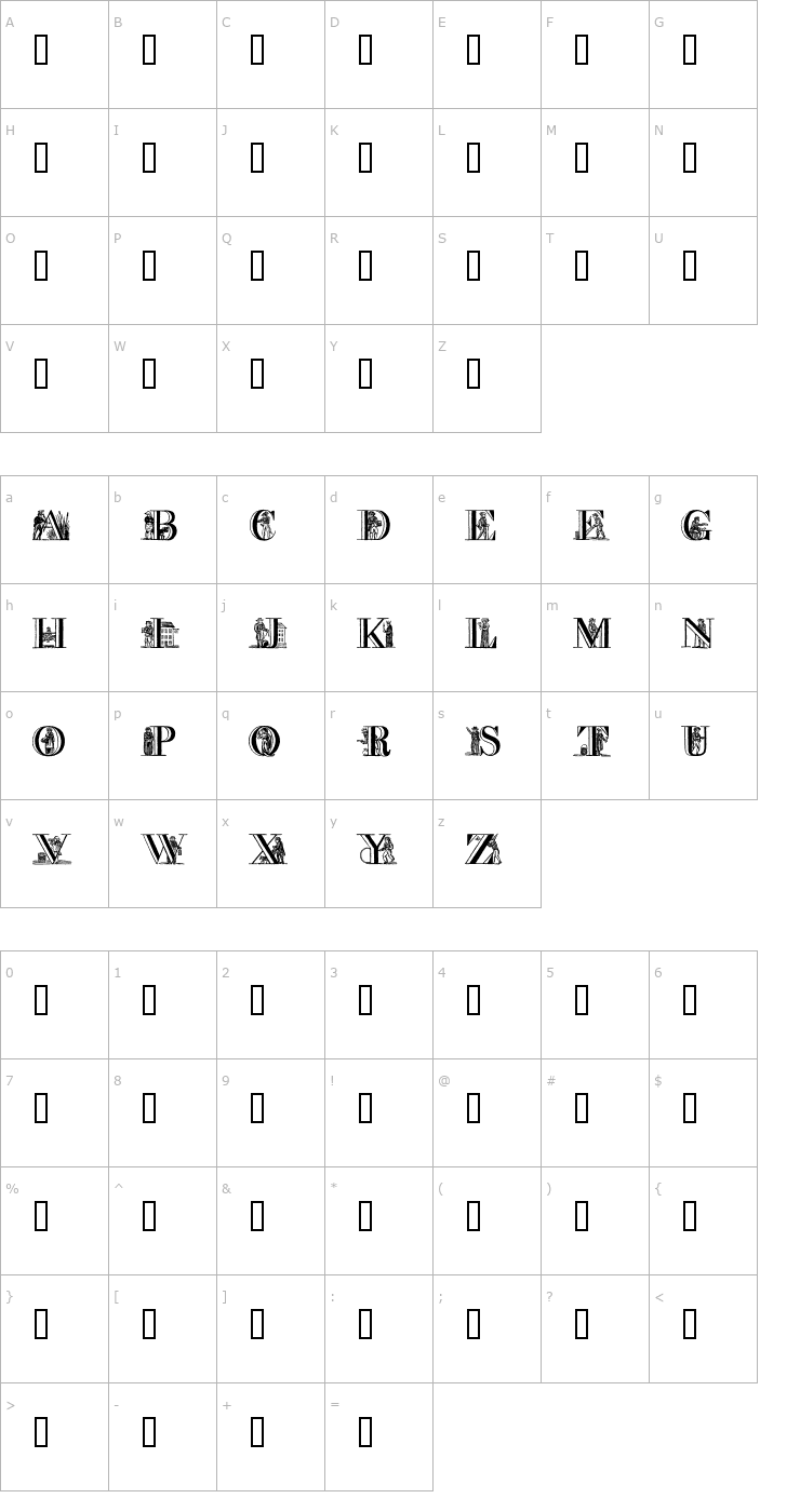 Character Map a picture alphabet Font