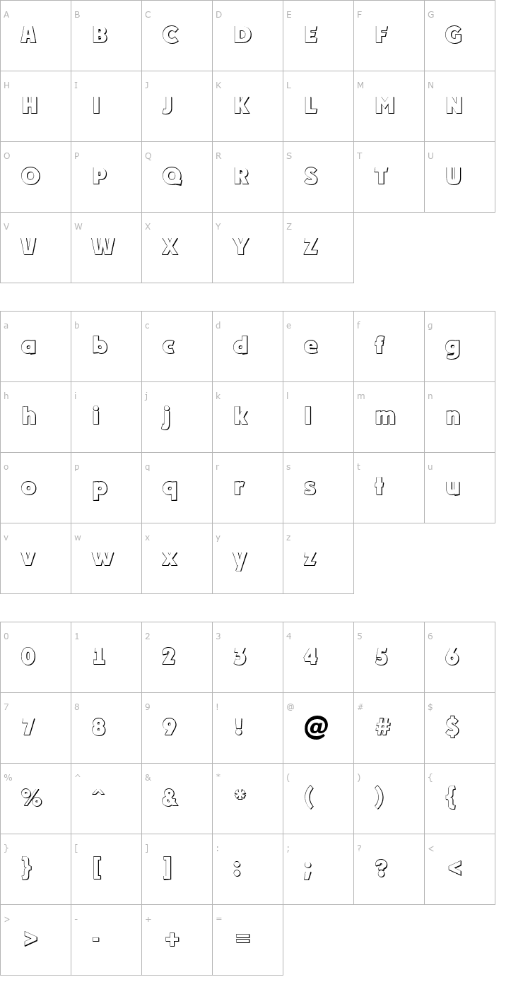 Character Map a_Plakat3Dxtr ExtraBold Font