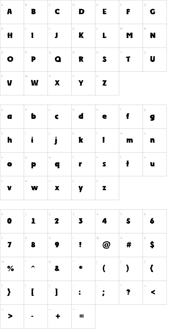 Character Map a_PlakatBrk ExtraBold Font