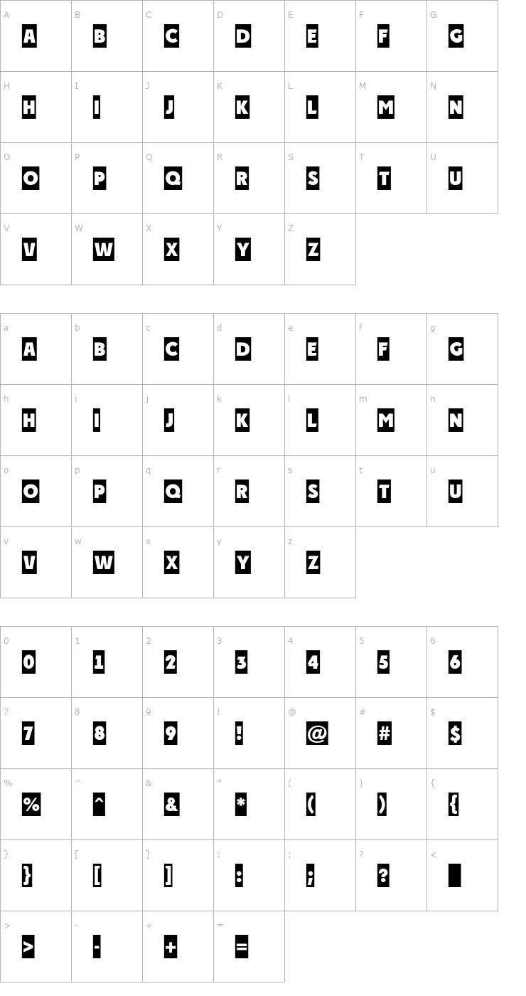 Character Map a_PlakatCm Font