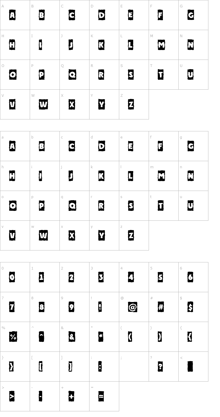 Character Map a_PlakatCmBrk Font