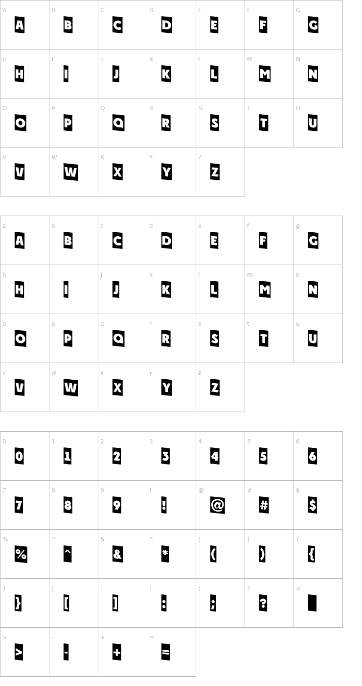 Character Map a_PlakatCmDn Font