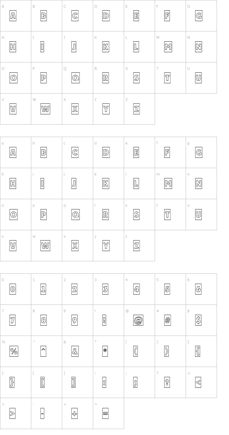 Character Map a_PlakatCmOtl Font